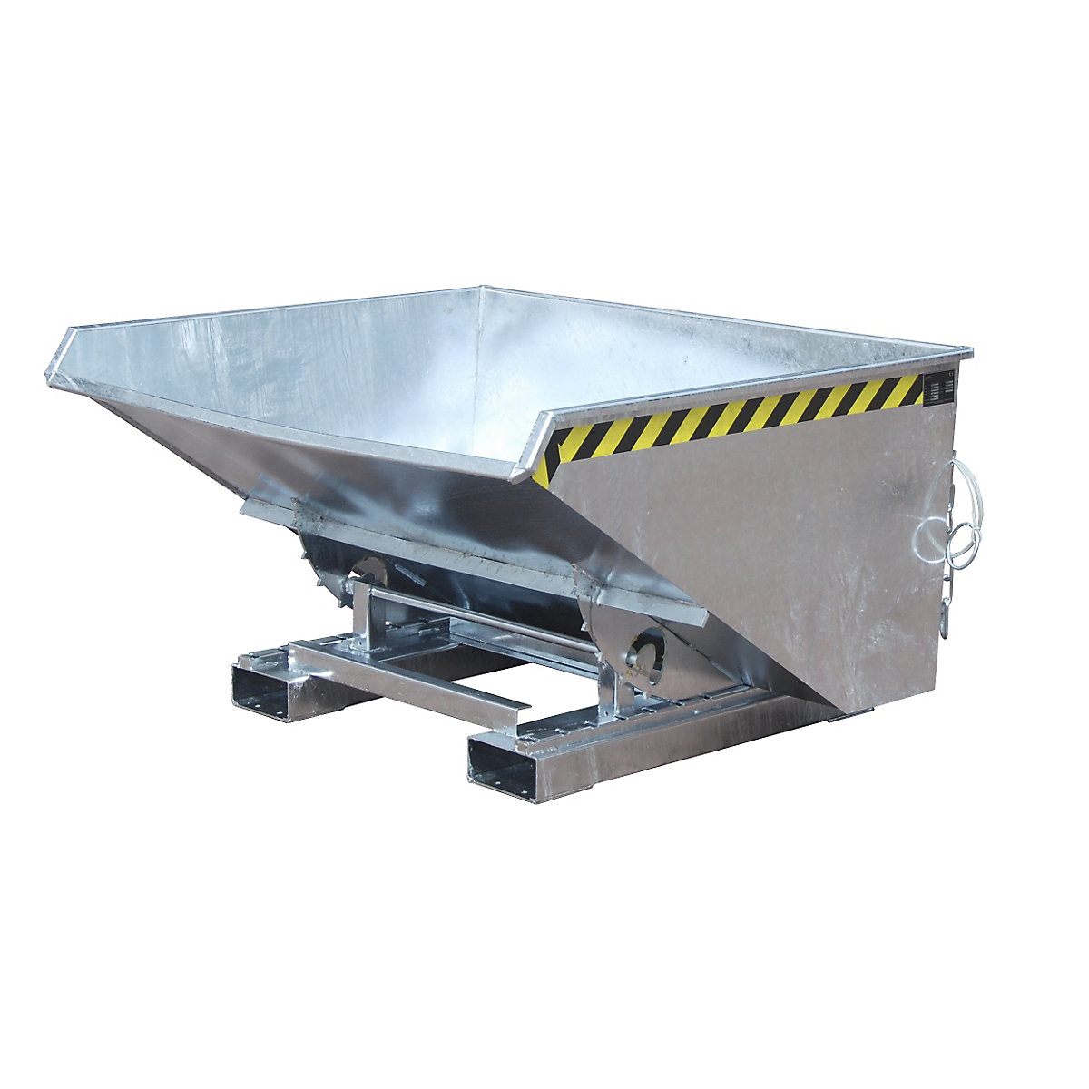 Contenitore ribaltabile con dispositivo di scorrimento – eurokraft pro, capacità 0,9 m³, lungh. x largh. x alt. 1260 x 1570 x 835 mm, zincatura a fuoco-0
