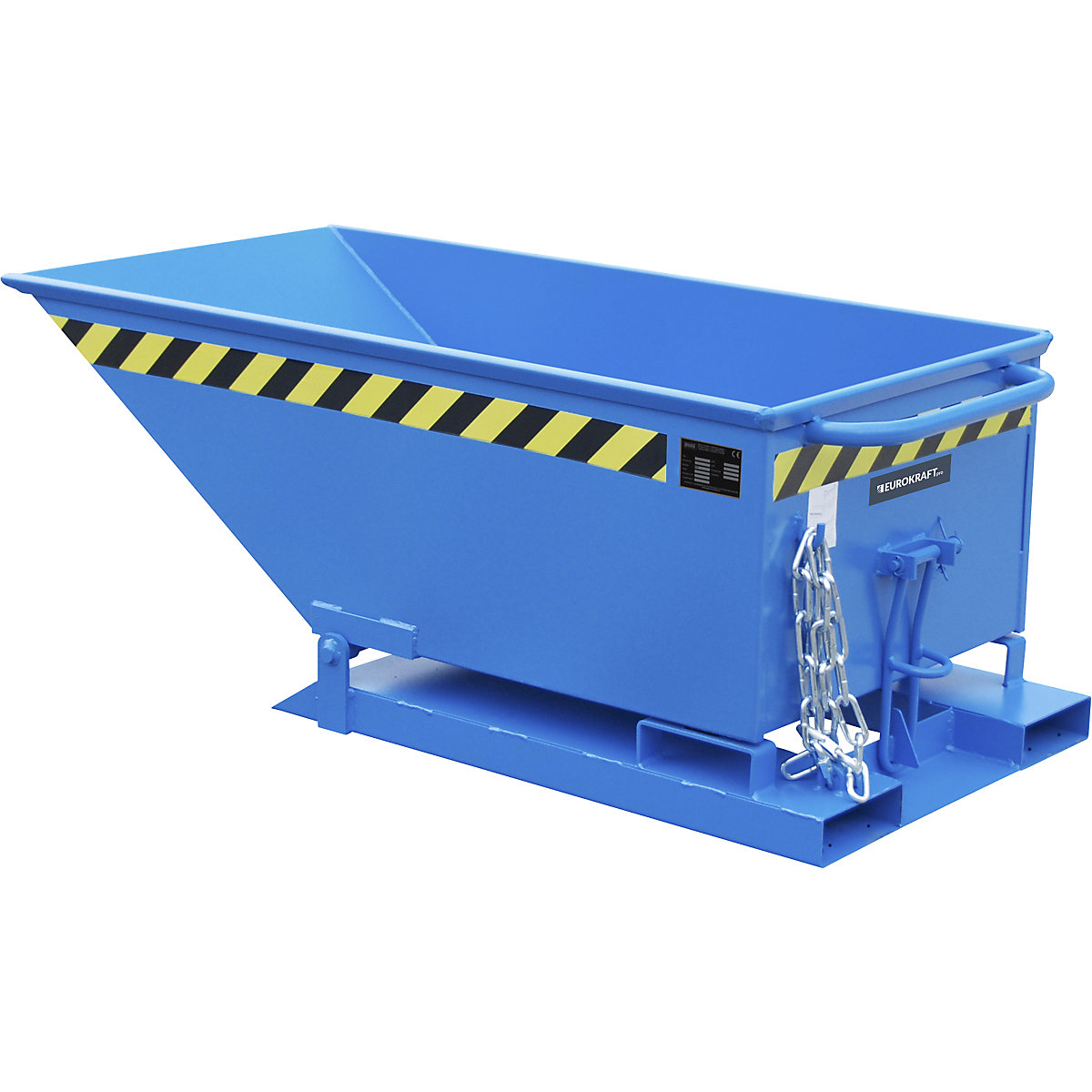 Contenitore ribaltabile con meccanismo di chiusura – eurokraft pro, struttura bassa, capacità 0,25 m³, blu RAL 5012-0