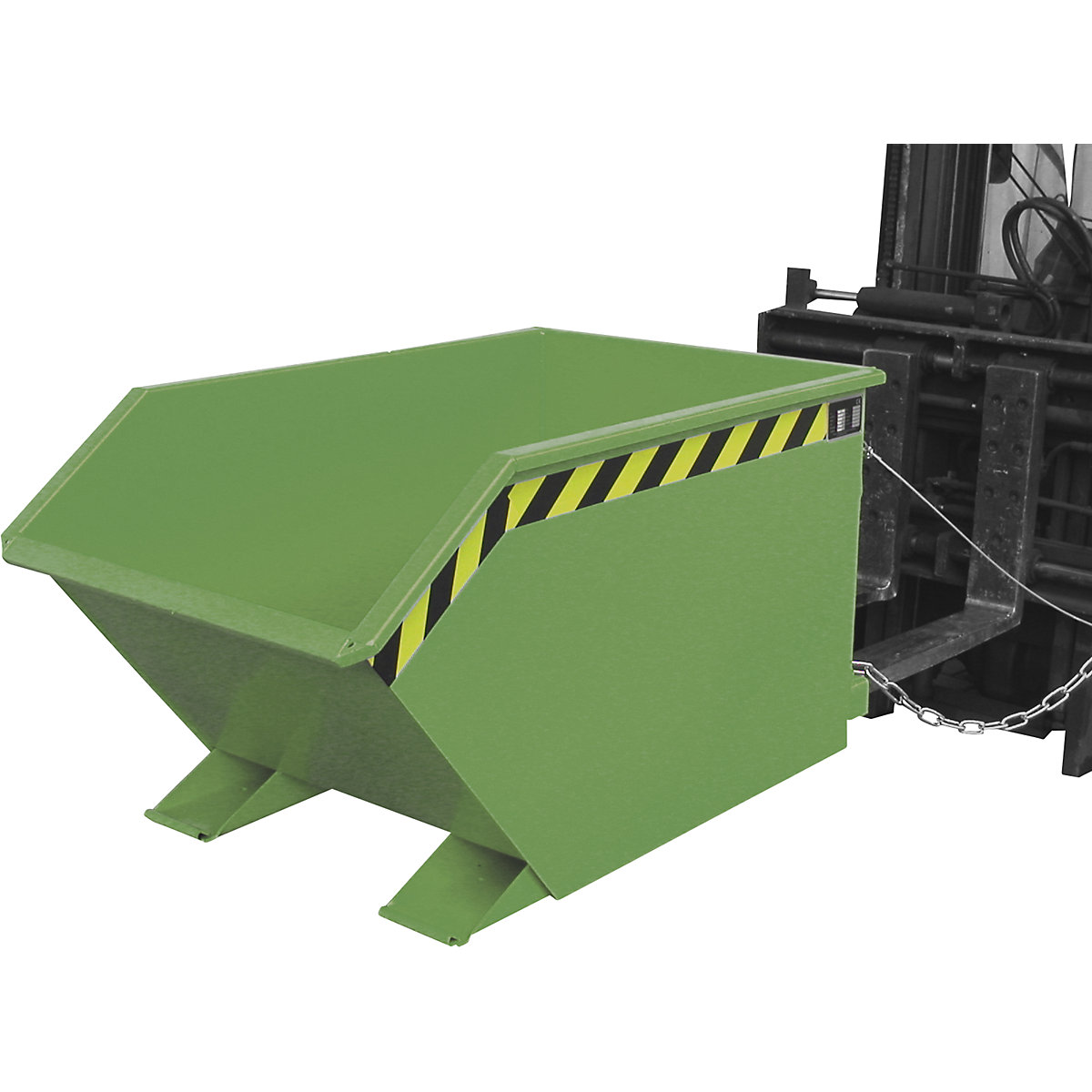 Contenitore ribaltabile per trucioli, altezza d'ingombro ridotta (E) – eurokraft pro, capacità 0,3 m³, verde reseda-0