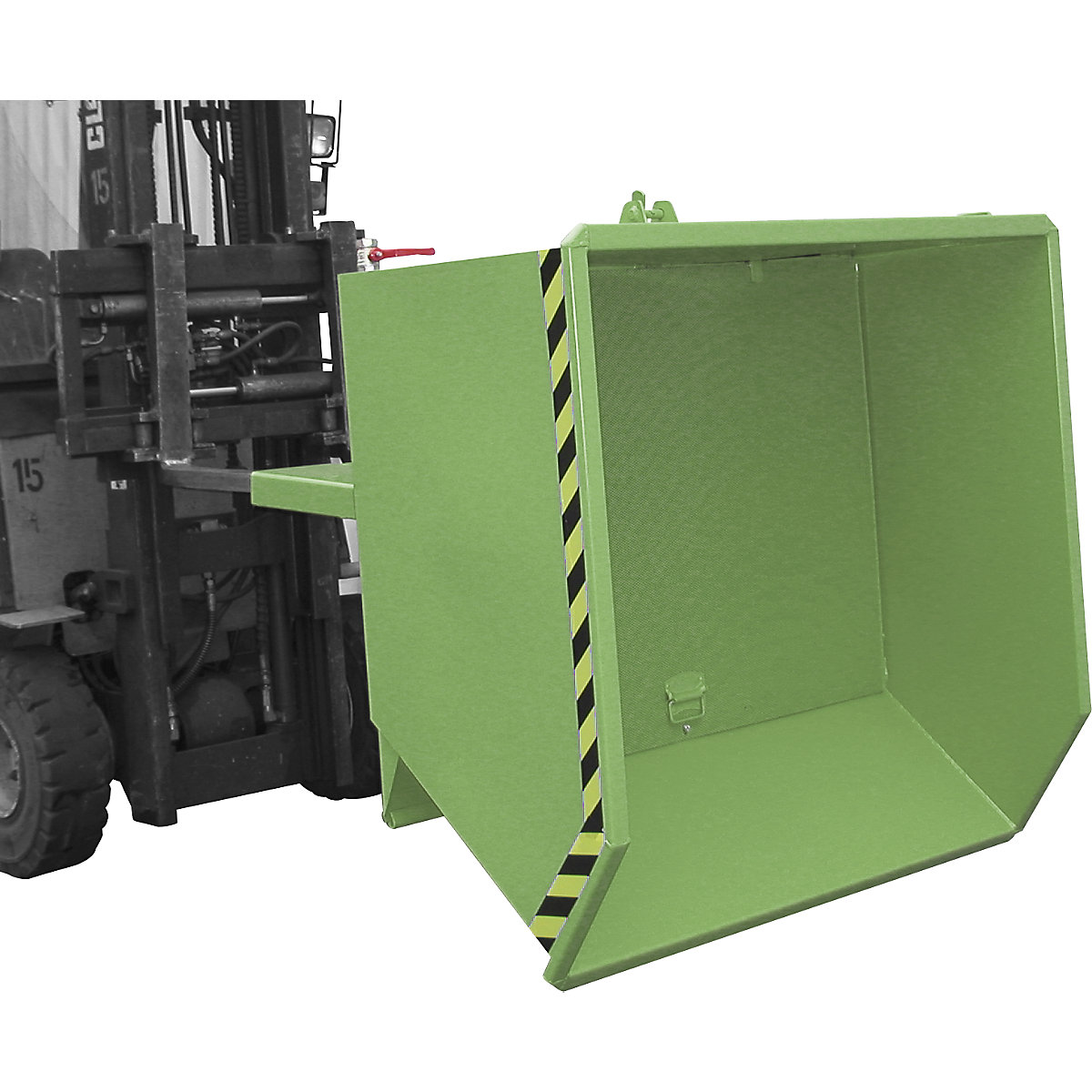Contenitore ribaltabile per trucioli, altezza d'ingombro ridotta (E) – eurokraft pro, capacità 0,75 m³, verde reseda-0