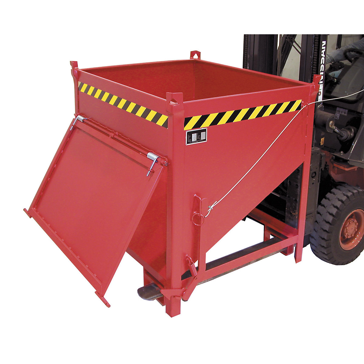 Contenitore silo – eurokraft pro, capacità 0,75 m³, con sportello sul lato corto, rosso fuoco RAL 3000-0