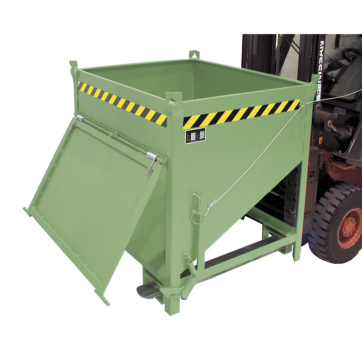 Contenitore silo – eurokraft pro, capacità 0,75 m³, con sportello sul lato corto, verde reseda RAL 6011-0