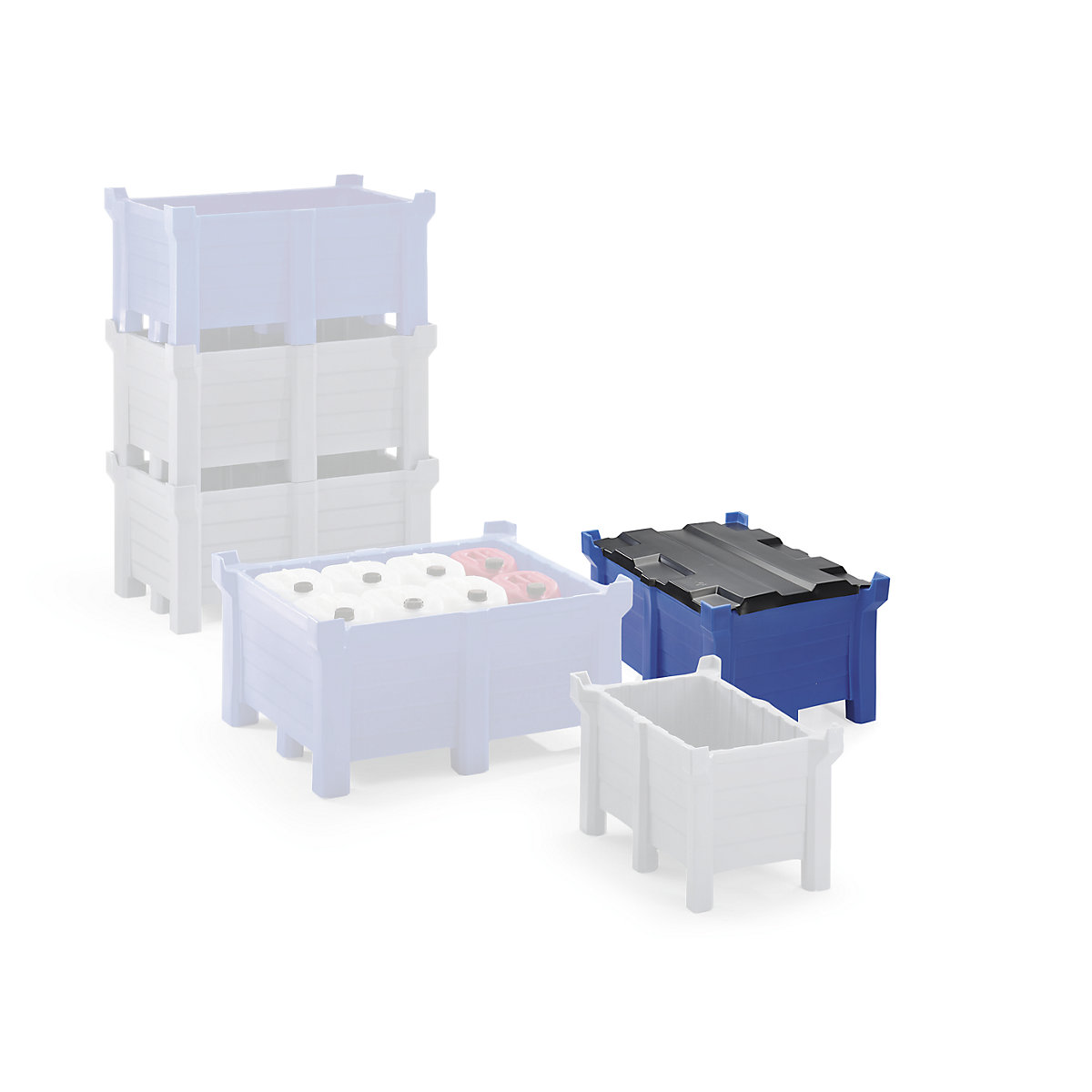 Contenitore in PE per trasporto e impilaggio, carico impilabile 2500 kg, lungh. x largh. 1000 x 800 mm, blu-0