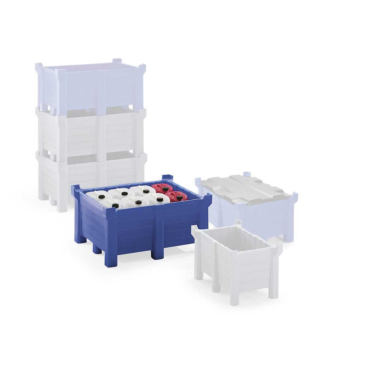Contenitore in PE per trasporto e impilaggio, carico impilabile 2500 kg, lungh. x largh. 1200 x 1000 mm, blu-0