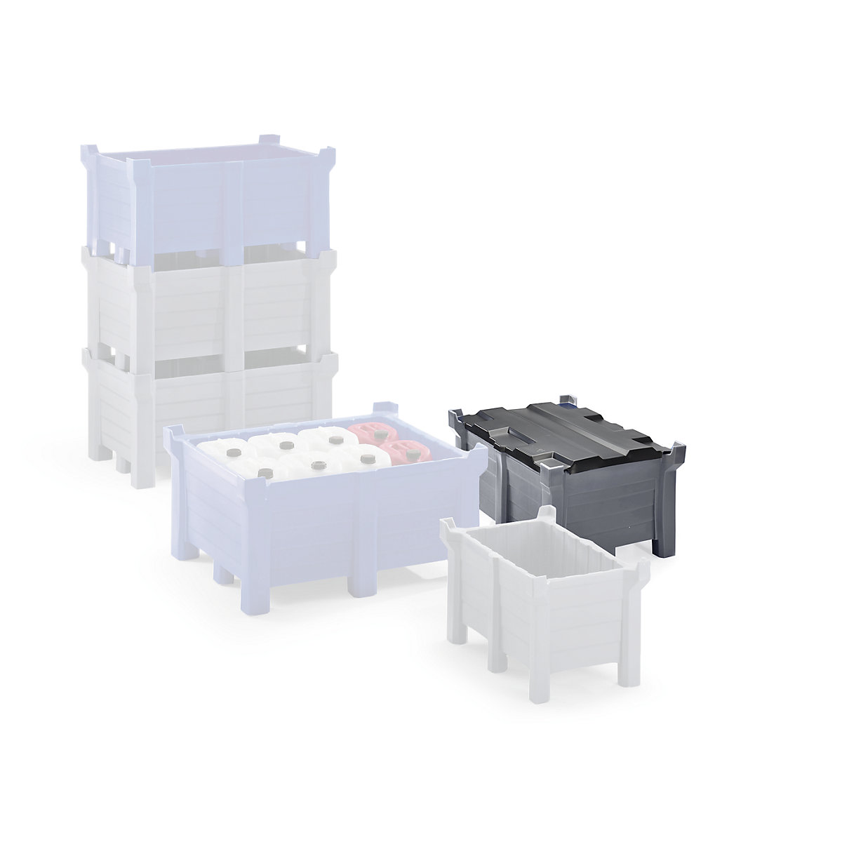 Contenitore in PE per trasporto e impilaggio, carico impilabile 2500 kg, lungh. x largh. 1000 x 800 mm, grigio-0