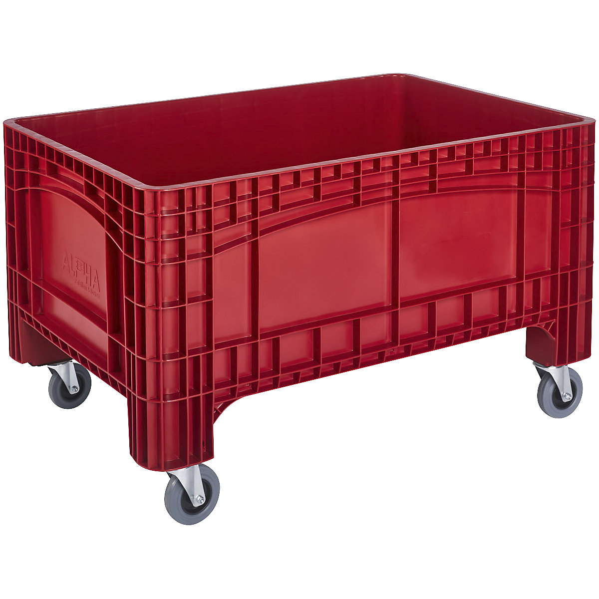 Contenitore supercapiente, capacità 354 l, 4 rotelle pivottanti, rosso-0