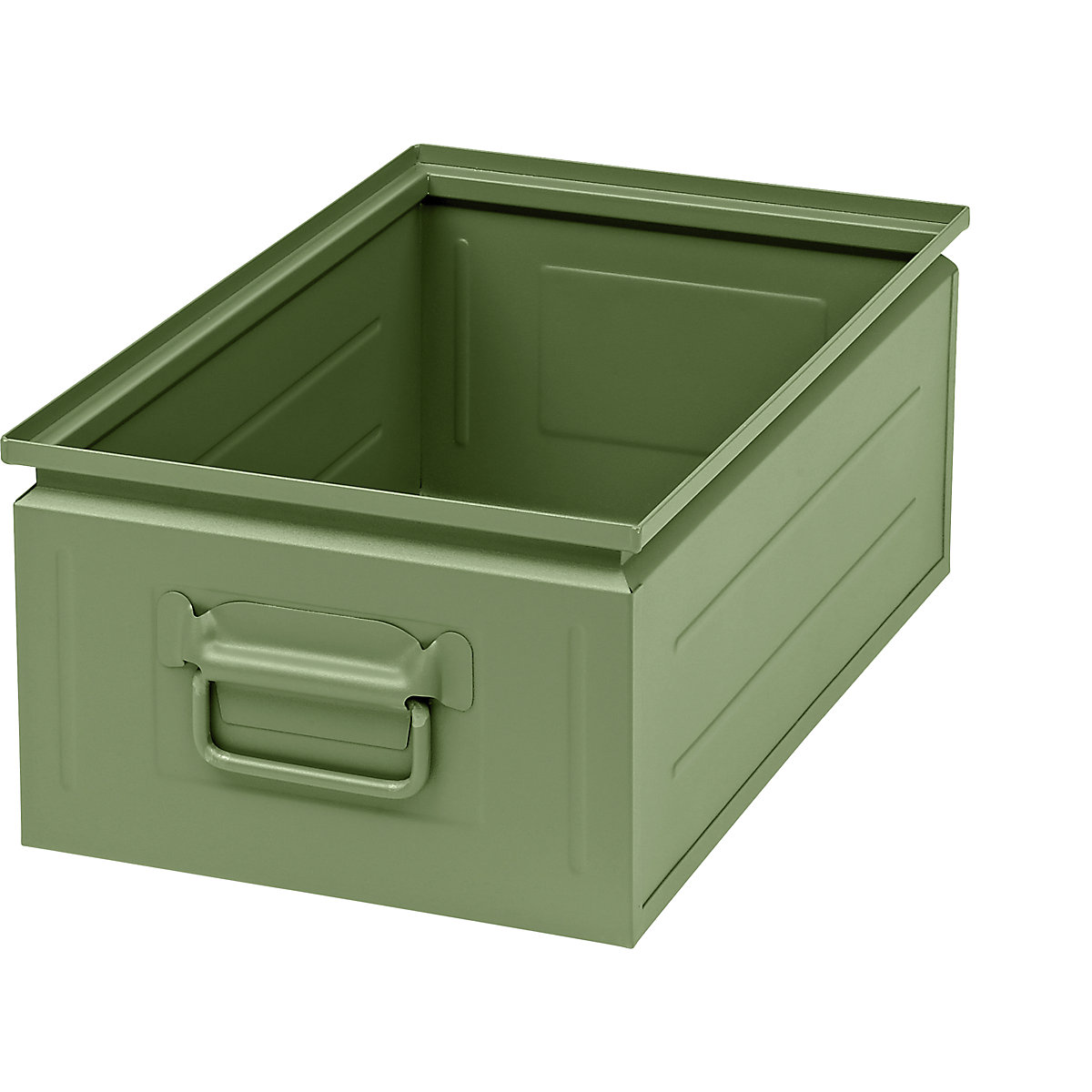 Cassetta impilabile in lamiera d'acciaio, capacità ca. 30 l, verde reseda RAL 6011-0