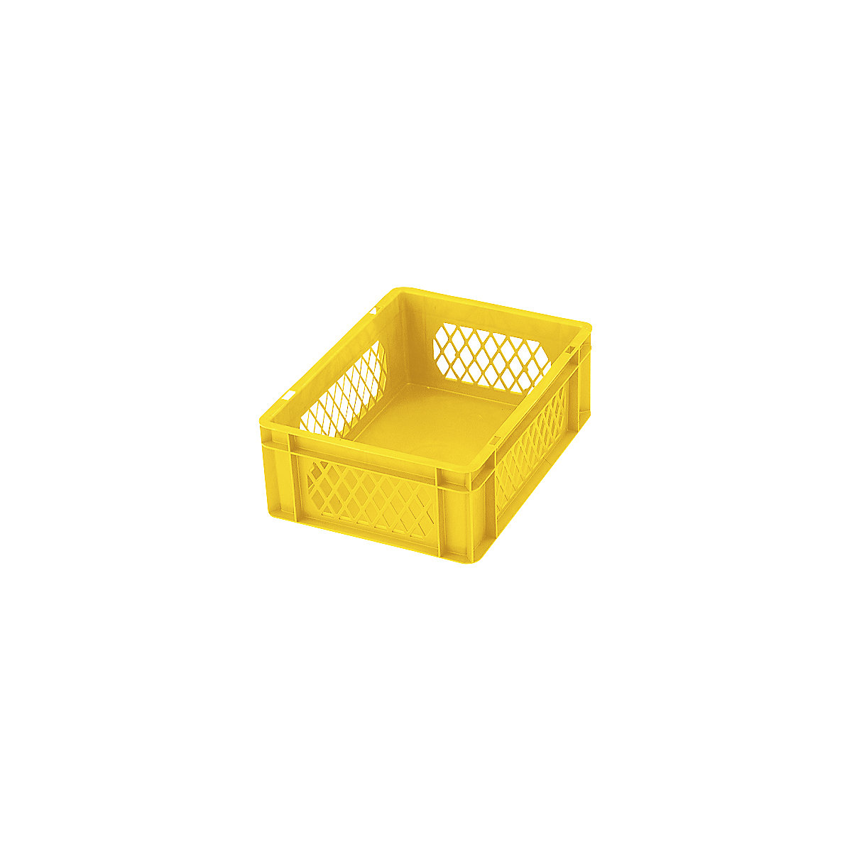 Contenitore impilabile formato Euro, pareti e fondo forati, lungh. x largh. x alt. 400 x 300 x 50 mm, giallo, conf. da 5 pz.-0
