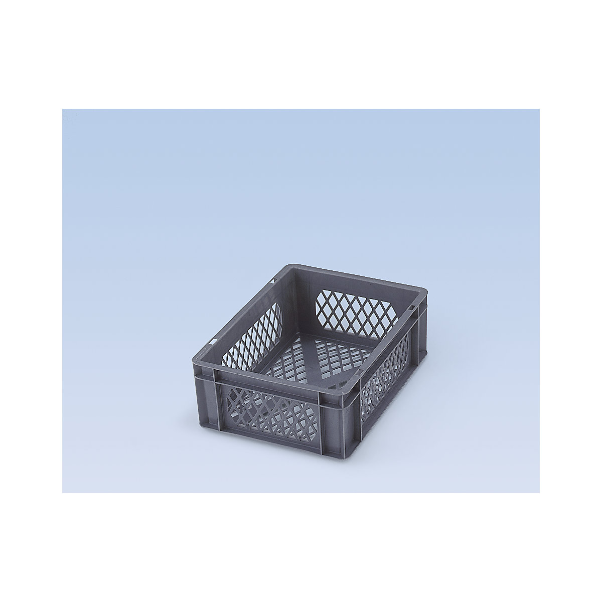 Contenitore impilabile formato Euro, pareti e fondo forati, lungh. x largh. x alt. 400 x 300 x 50 mm, grigio, conf. da 5 pz.-0