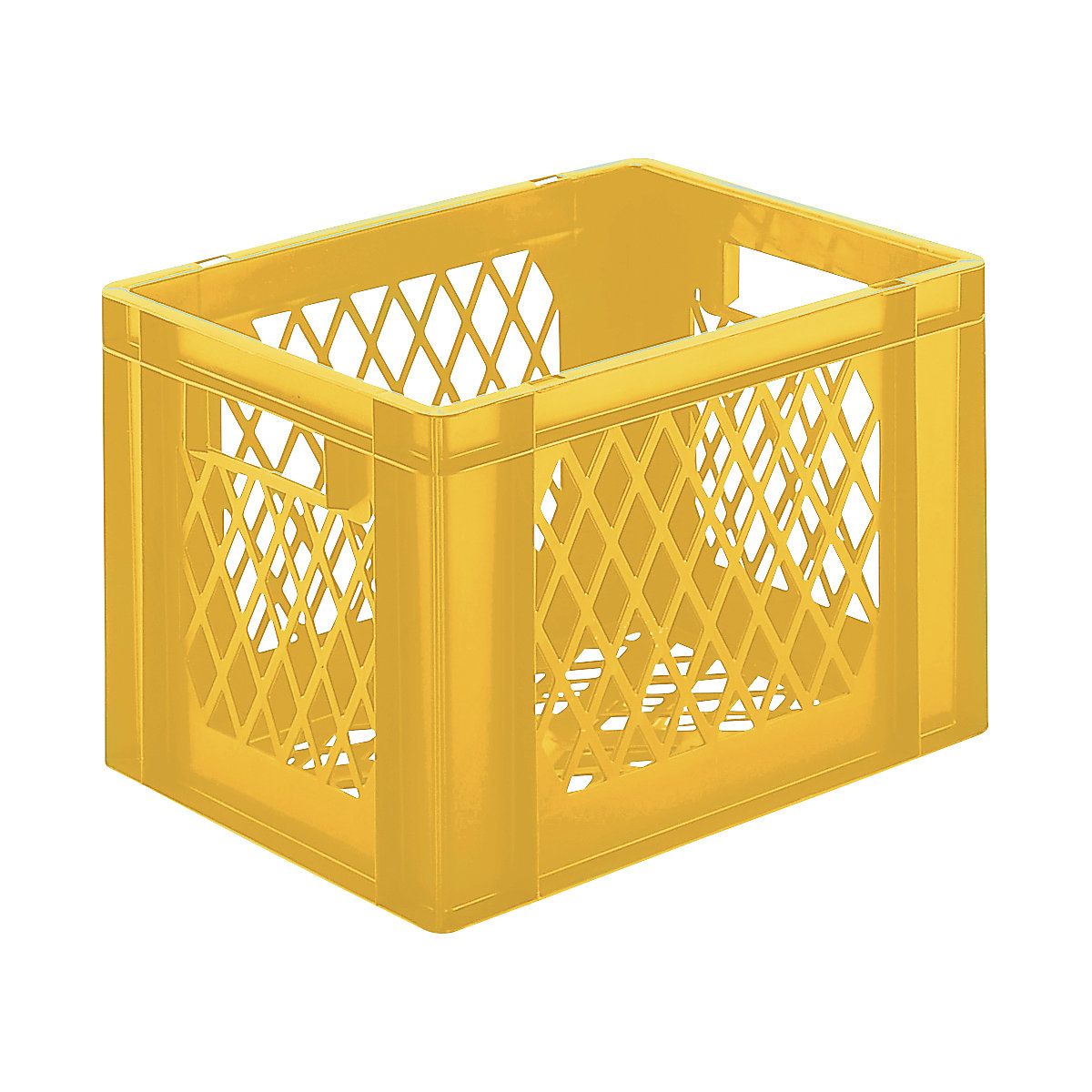 Contenitore impilabile formato Euro, pareti e fondo forati, lungh. x largh. x alt. 400 x 300 x 266 mm, giallo, conf. da 5 pz.-0