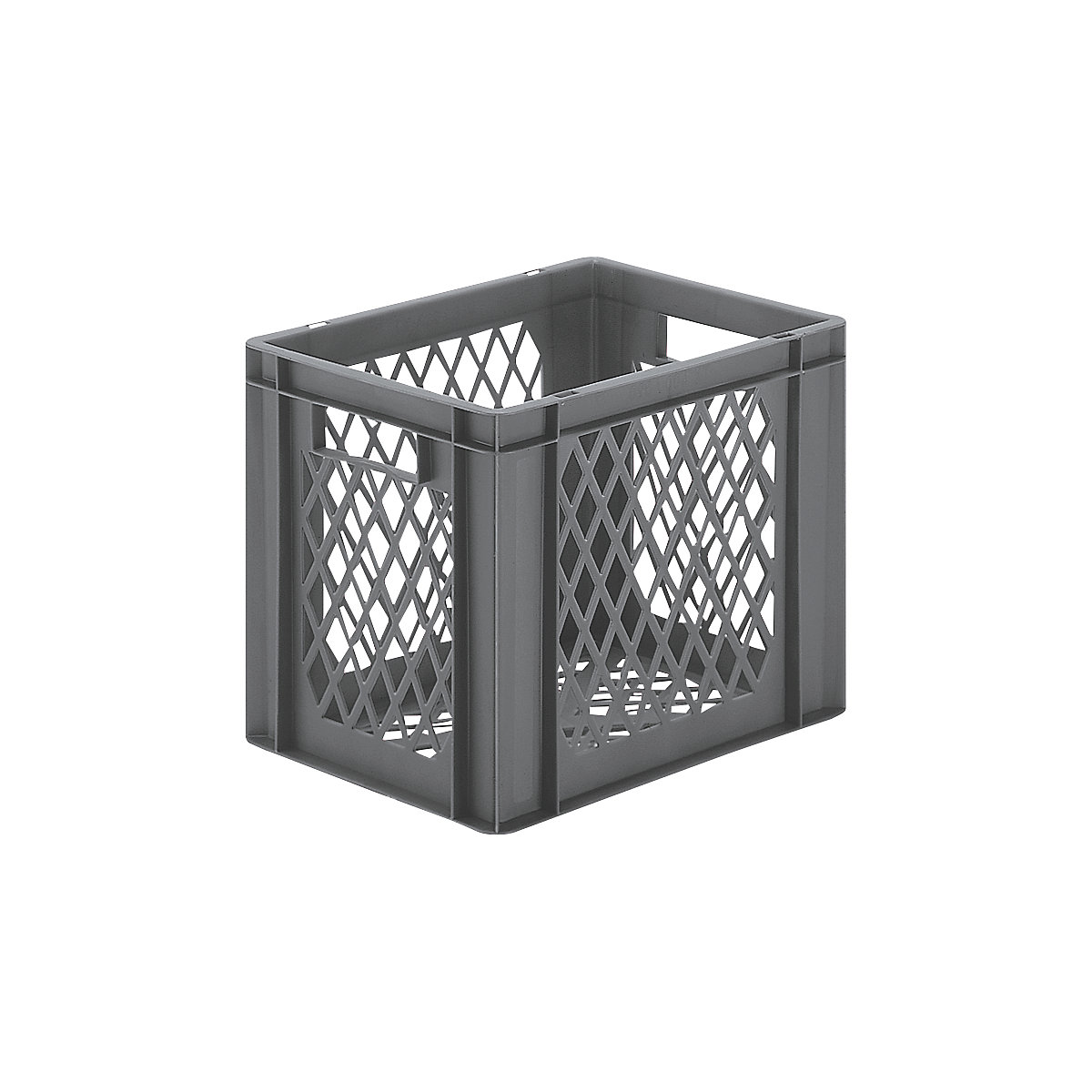 Contenitore impilabile formato Euro, pareti e fondo forati, lungh. x largh. x alt. 400 x 300 x 320 mm, grigio, conf. da 5 pz.-0
