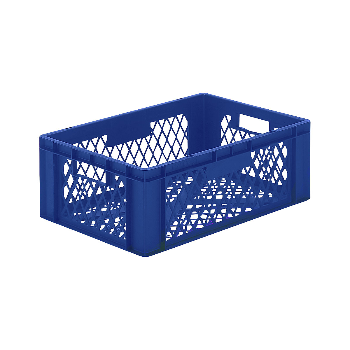 Contenitore impilabile formato Euro, pareti e fondo forati, lungh. x largh. x alt. 600 x 400 x 210 mm, blu, conf. da 5 pz.-0