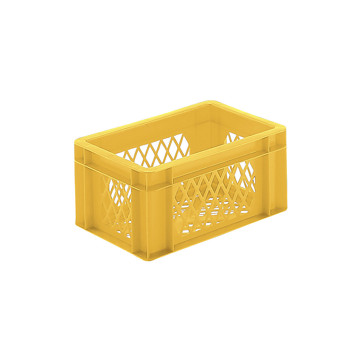 Contenitore impilabile formato Euro, pareti e fondo forati, lungh. x largh. x alt. 300 x 200 x 145 mm, giallo, conf. da 5 pz.-0