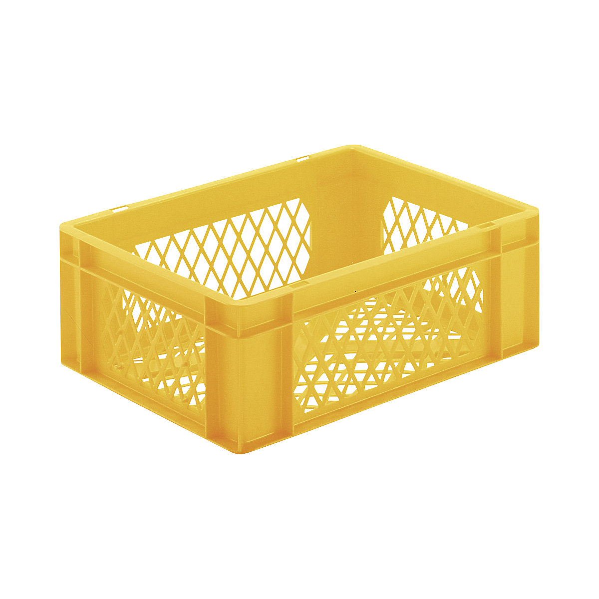 Contenitore impilabile formato Euro, pareti e fondo forati, lungh. x largh. x alt. 400 x 300 x 145 mm, giallo, conf. da 5 pz.-0