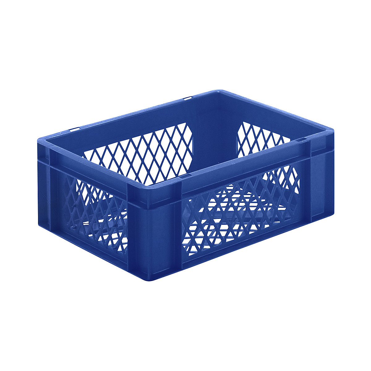 Contenitore impilabile formato Euro, pareti e fondo forati, lungh. x largh. x alt. 400 x 300 x 145 mm, blu, conf. da 5 pz.-0