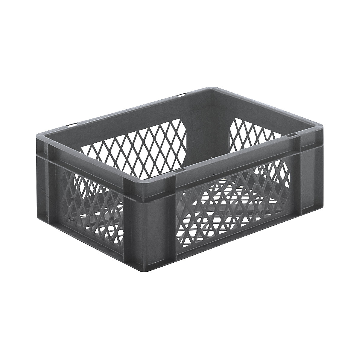 Contenitore impilabile formato Euro, pareti e fondo forati, lungh. x largh. x alt. 400 x 300 x 145 mm, grigio, conf. da 5 pz.-0