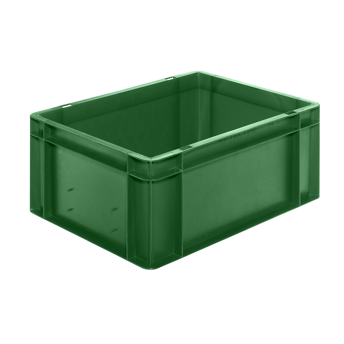 Contenitore impilabile formato Euro, pareti e fondo pieni, lungh. x largh. x alt. 400 x 300 x 175 mm, verde, conf. da 5 pz.-0