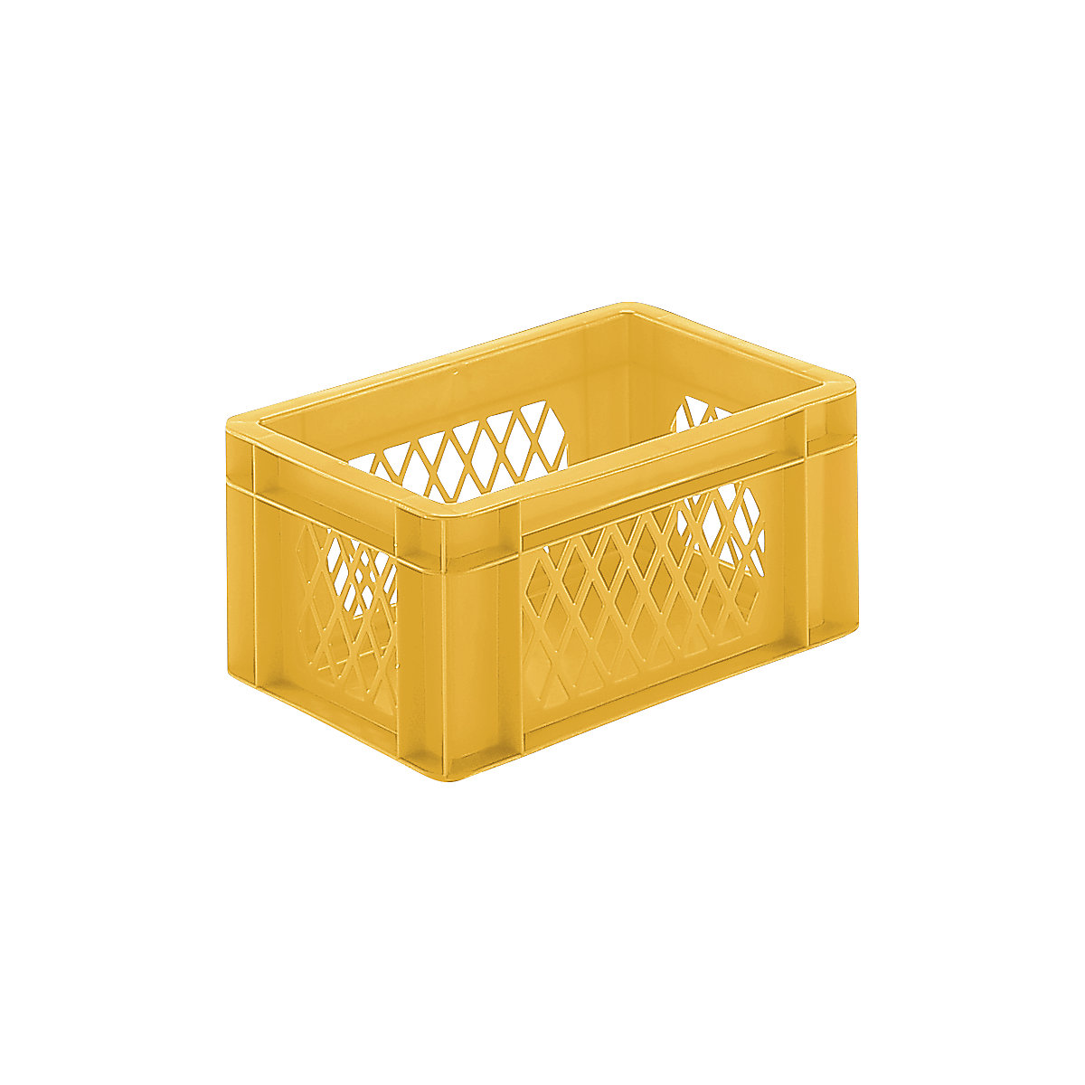 Contenitore impilabile formato Euro, pareti forate, fondo pieno, lungh. x largh. x alt. 300 x 200 x 145 mm, giallo, conf. da 5 pz.-0
