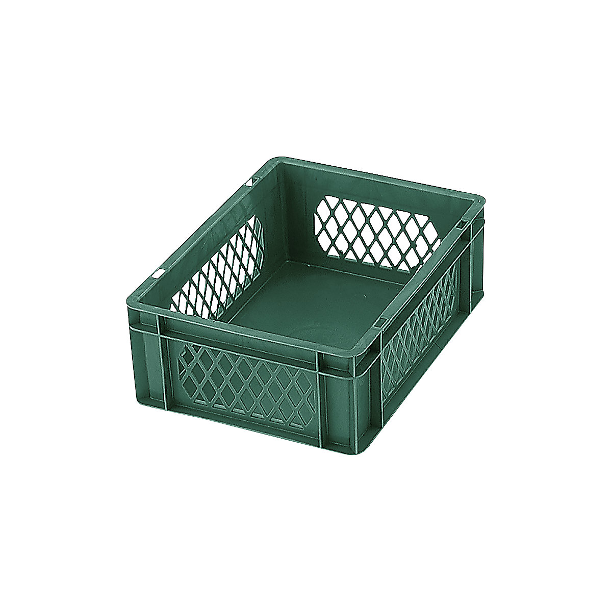 Contenitore impilabile formato Euro, pareti forate, fondo pieno, lungh. x largh. x alt. 400 x 300 x 145 mm, verde, conf. da 5 pz.-0
