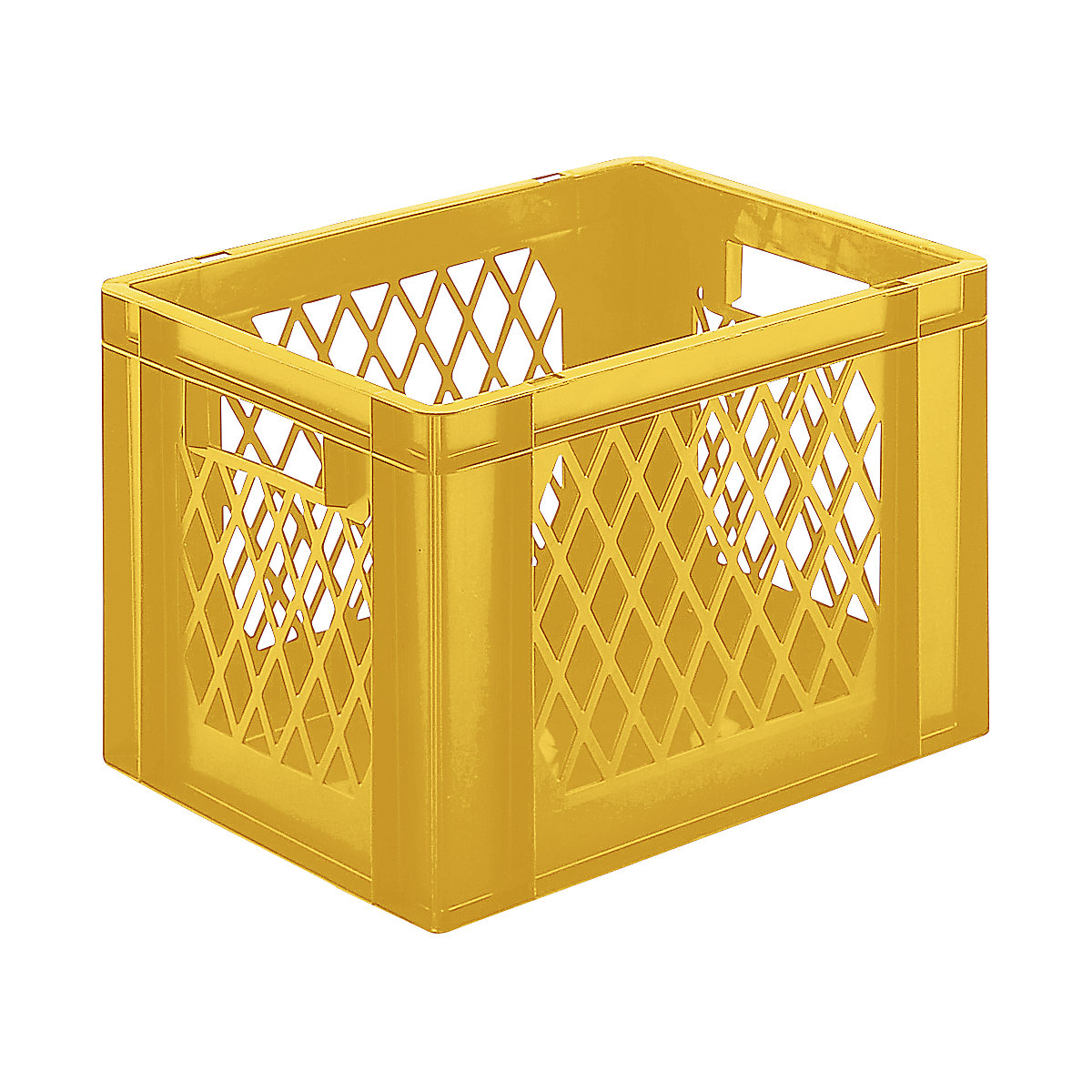 Contenitore impilabile formato Euro, pareti forate, fondo pieno, lungh. x largh. x alt. 400 x 300 x 266 mm, giallo, conf. da 5 pz.-0