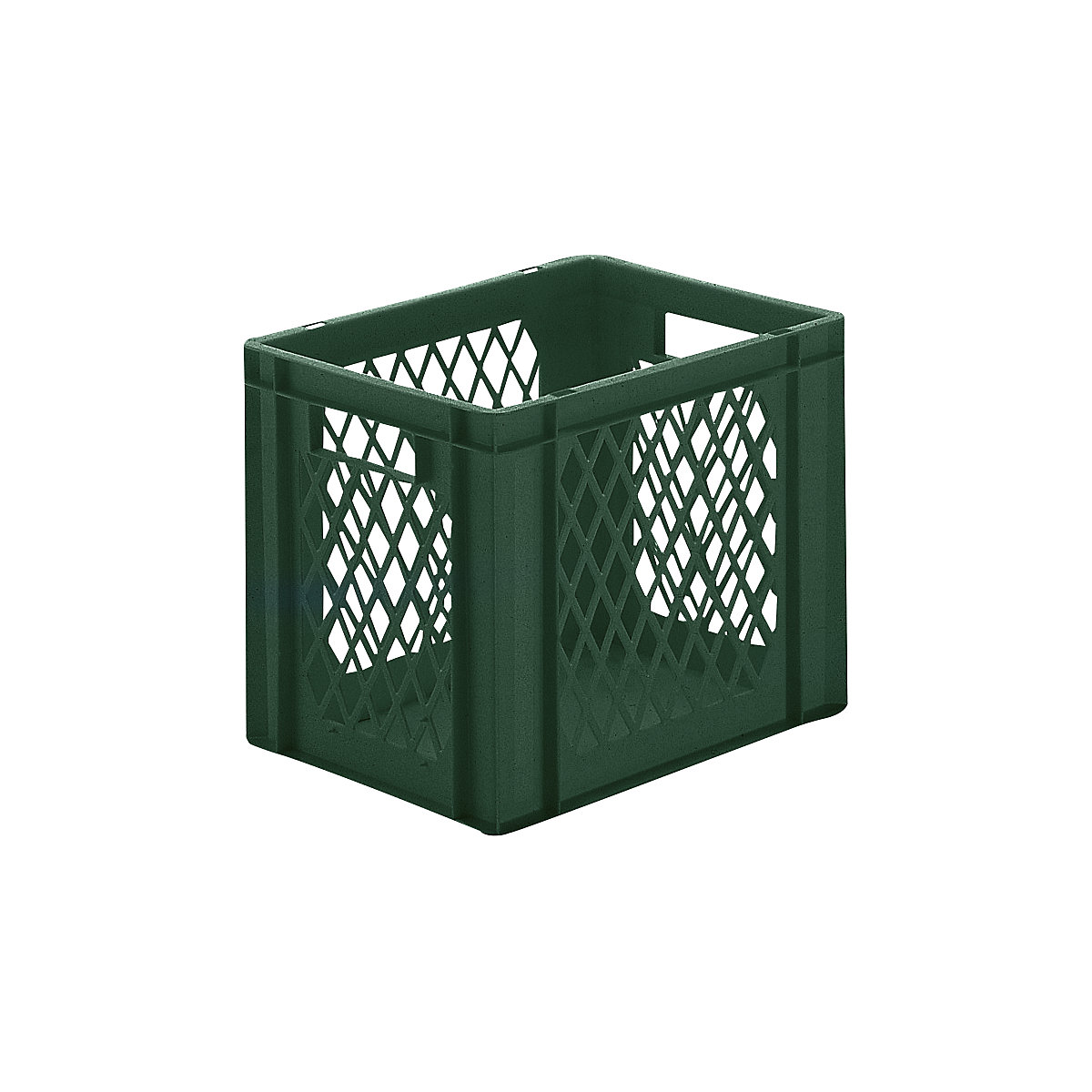 Contenitore impilabile formato Euro, pareti forate, fondo pieno, lungh. x largh. x alt. 400 x 300 x 320 mm, verde, conf. da 5 pz.-0