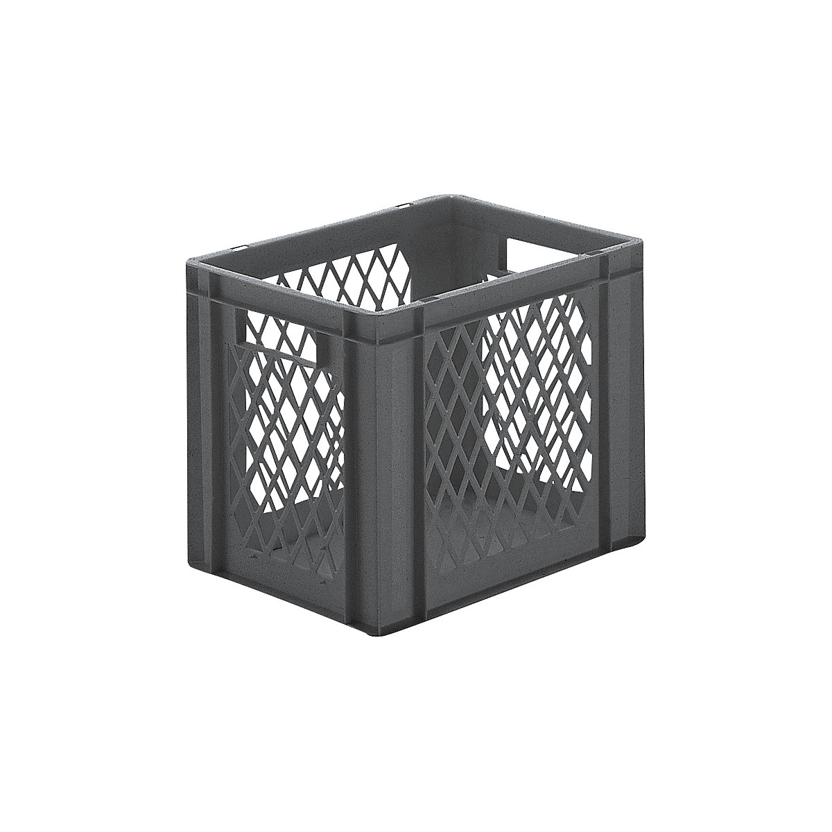 Contenitore impilabile formato Euro, pareti forate, fondo pieno, lungh. x largh. x alt. 400 x 300 x 320 mm, grigio, conf. da 5 pz.-0