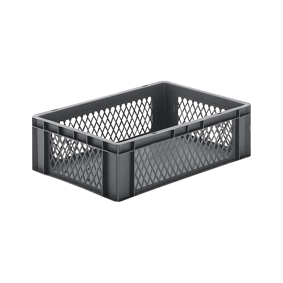 Contenitore impilabile formato Euro, pareti forate, fondo pieno, lungh. x largh. x alt. 600 x 400 x 175 mm, grigio, conf. da 5 pz.-0