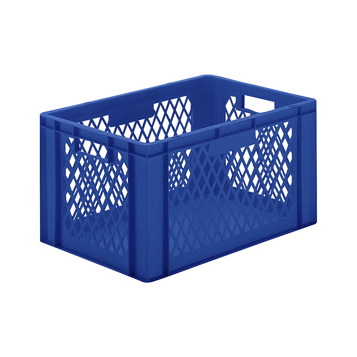 Contenitore impilabile formato Euro, pareti forate, fondo pieno, lungh. x largh. x alt. 600 x 400 x 320 mm, blu, conf. da 5 pz.-0