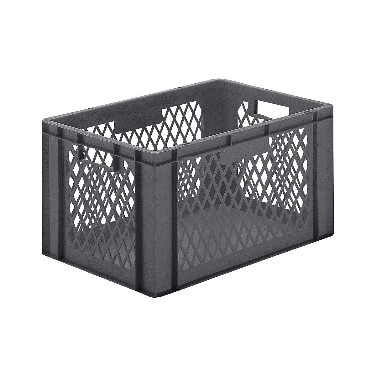 Contenitore impilabile formato Euro, pareti forate, fondo pieno, lungh. x largh. x alt. 600 x 400 x 320 mm, grigio, conf. da 5 pz.-0