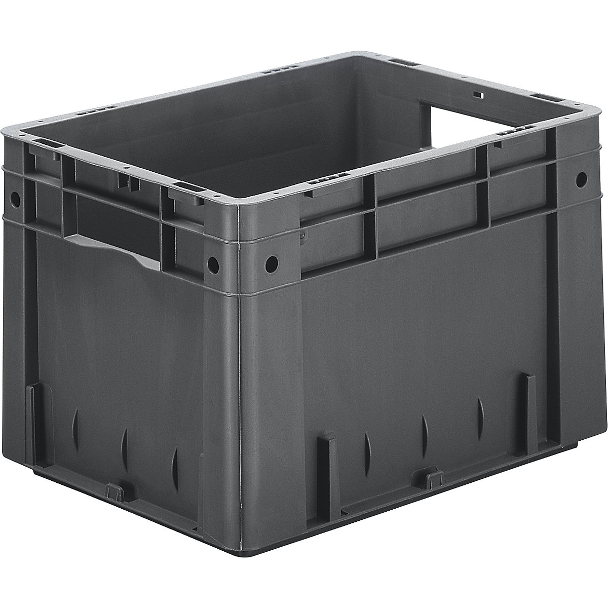 Contenitori Euro per carichi pesanti, in polipropilene, capacità 23,3 l, lungh. x largh. x alt. 400 x 300 x 270 mm, pareti chiuse, fondo chiuso, grigio, conf. da 4 pz.-0