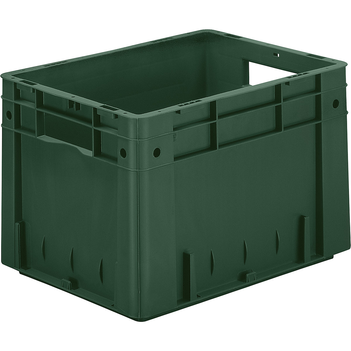 Contenitori Euro per carichi pesanti, in polipropilene, capacità 23,3 l, lungh. x largh. x alt. 400 x 300 x 270 mm, pareti chiuse, fondo chiuso, verde, conf. da 4 pz.-0