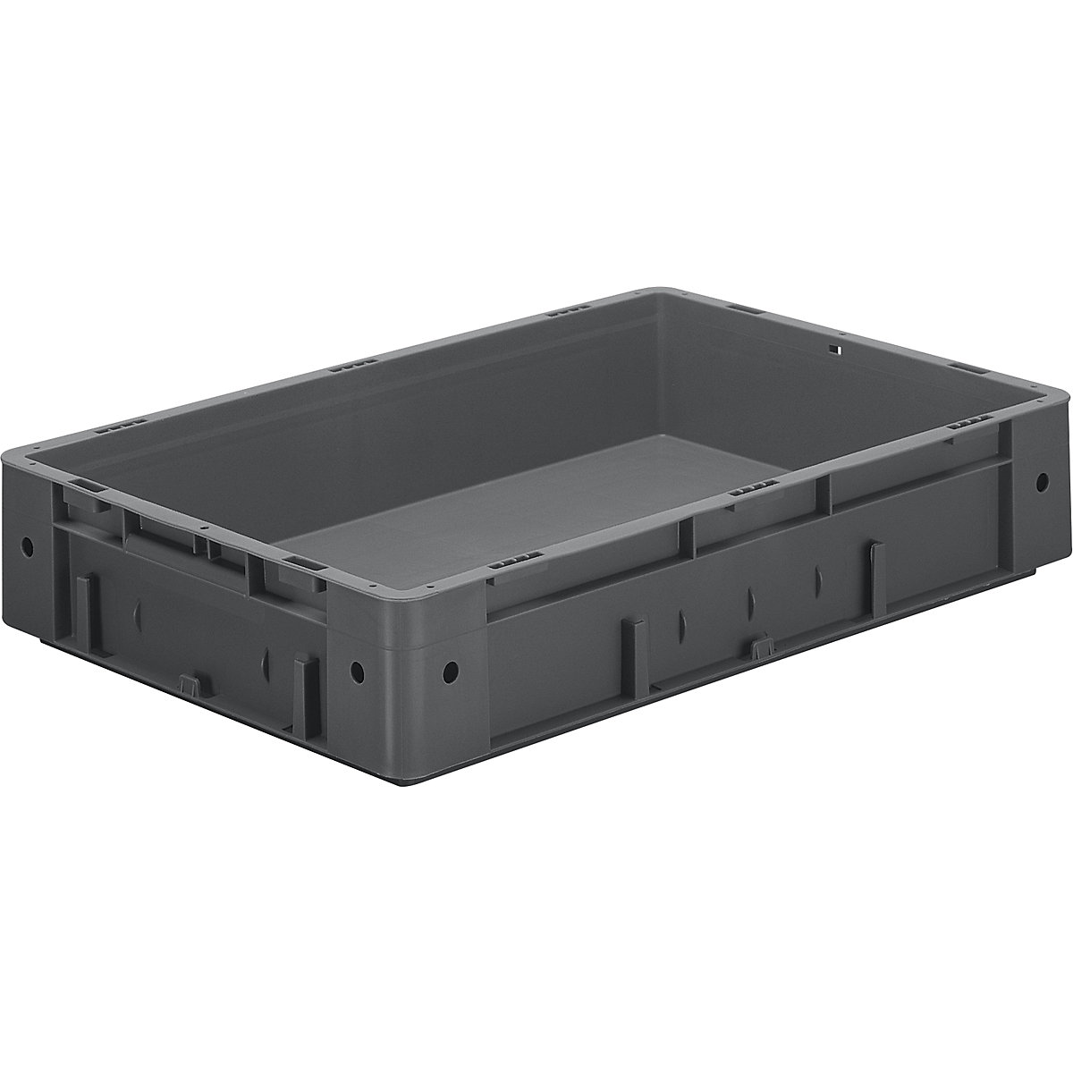 Contenitori Euro per carichi pesanti, in polipropilene, capacità 20 l, lungh. x largh. x alt. 600 x 400 x 120 mm, pareti chiuse, fondo chiuso, grigio, conf. da 2 pz.-0
