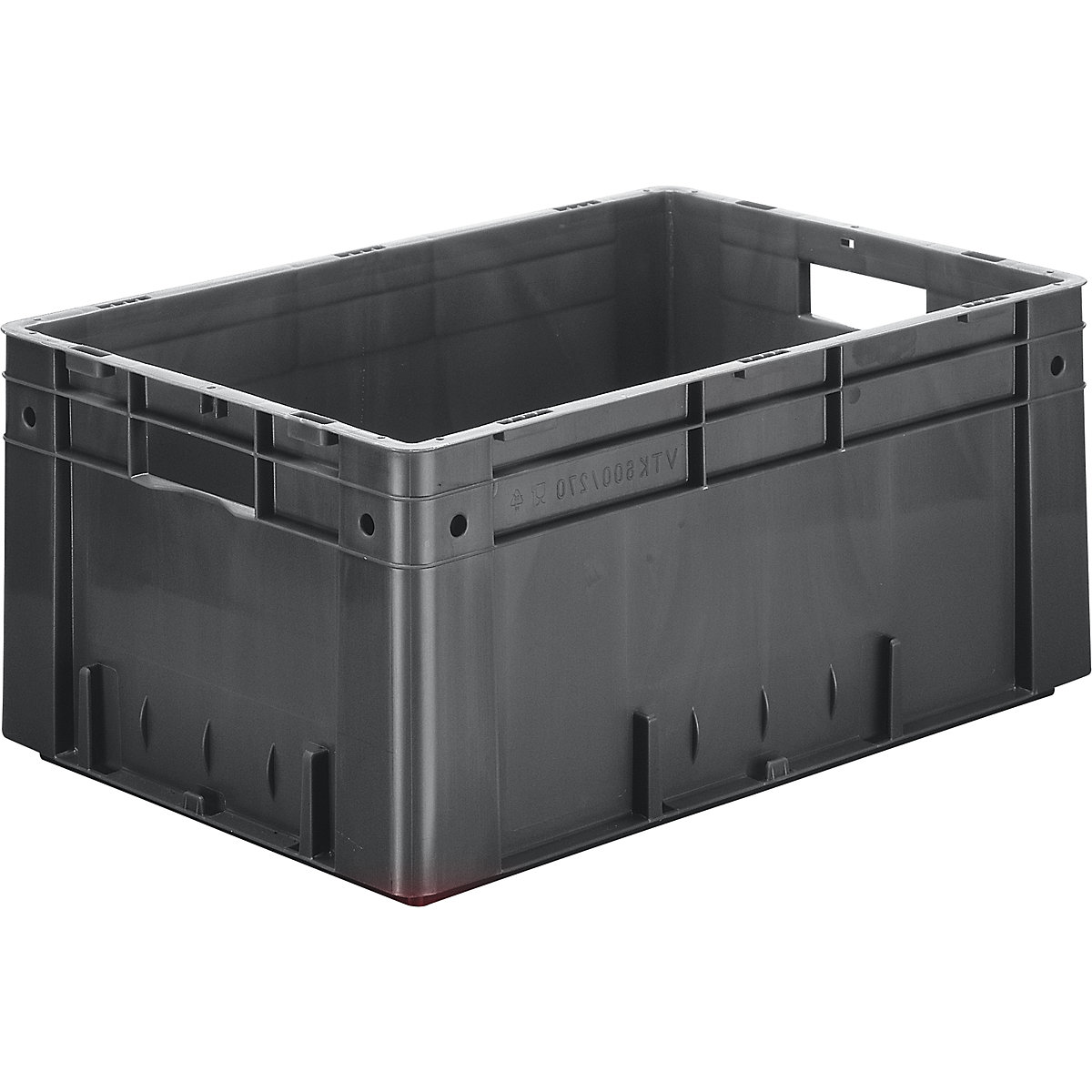 Contenitori Euro per carichi pesanti, in polipropilene, capacità 50 l, lungh. x largh. x alt. 600 x 400 x 270 mm, pareti chiuse, fondo chiuso, grigio, conf. da 2 pz.-0