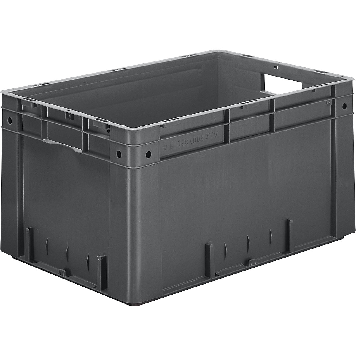 Contenitori Euro per carichi pesanti, in polipropilene, capacità 60 l, lungh. x largh. x alt. 600 x 400 x 320 mm, pareti chiuse, fondo chiuso, grigio, conf. da 2 pz.-0