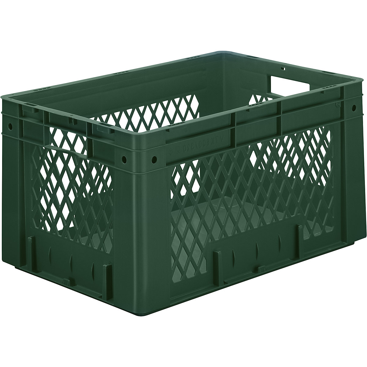 Contenitori Euro per carichi pesanti, in polipropilene, capacità 60 l, lungh. x largh. x alt. 600 x 400 x 320 mm, pareti forate, fondo chiuso, verde, conf. da 2 pz.-0