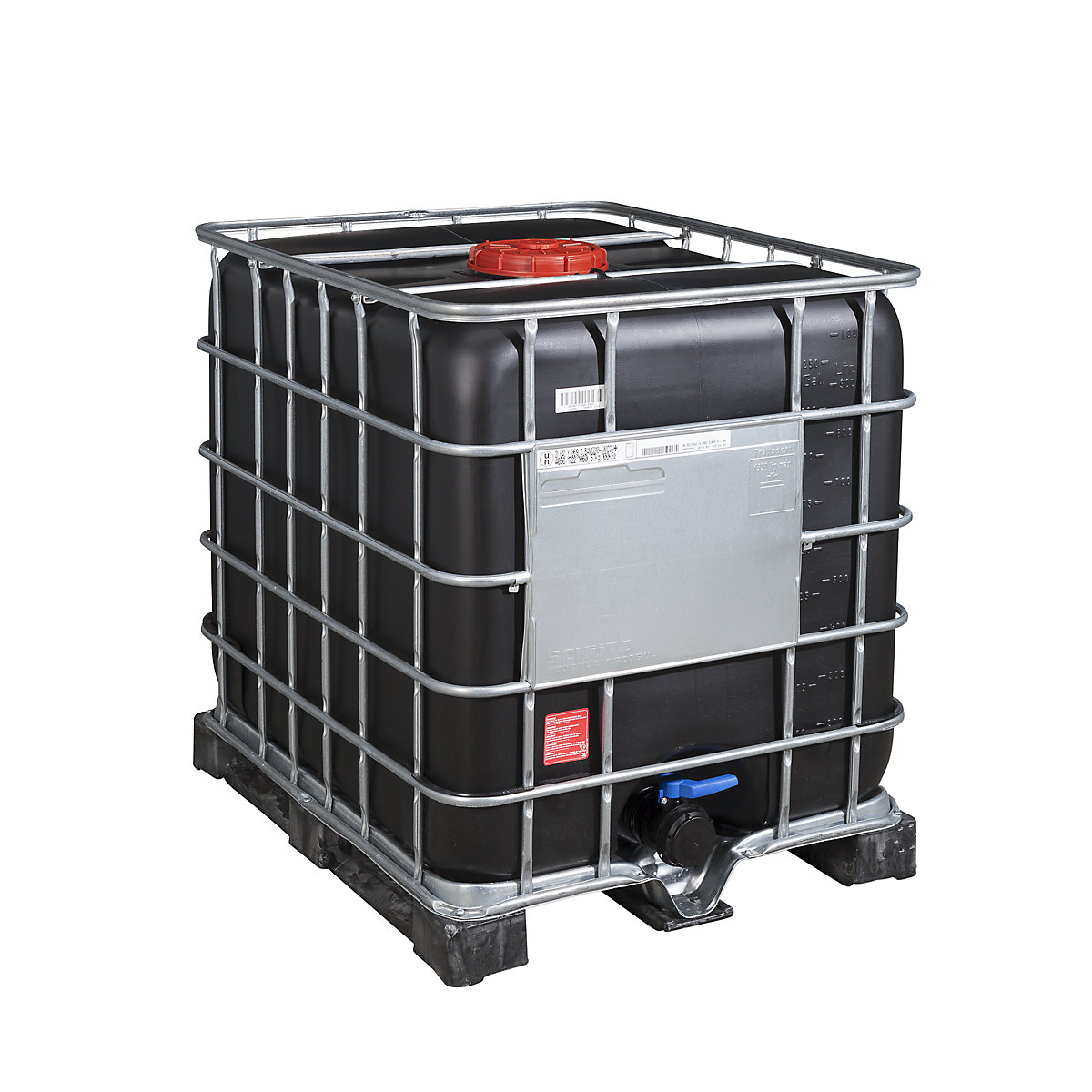 Container IBC RECOBULK con protezione UV, omologazione UN, capacità 1000 l, su paletta in PE, DN apertura 225 mm / DN uscita 80 mm-0