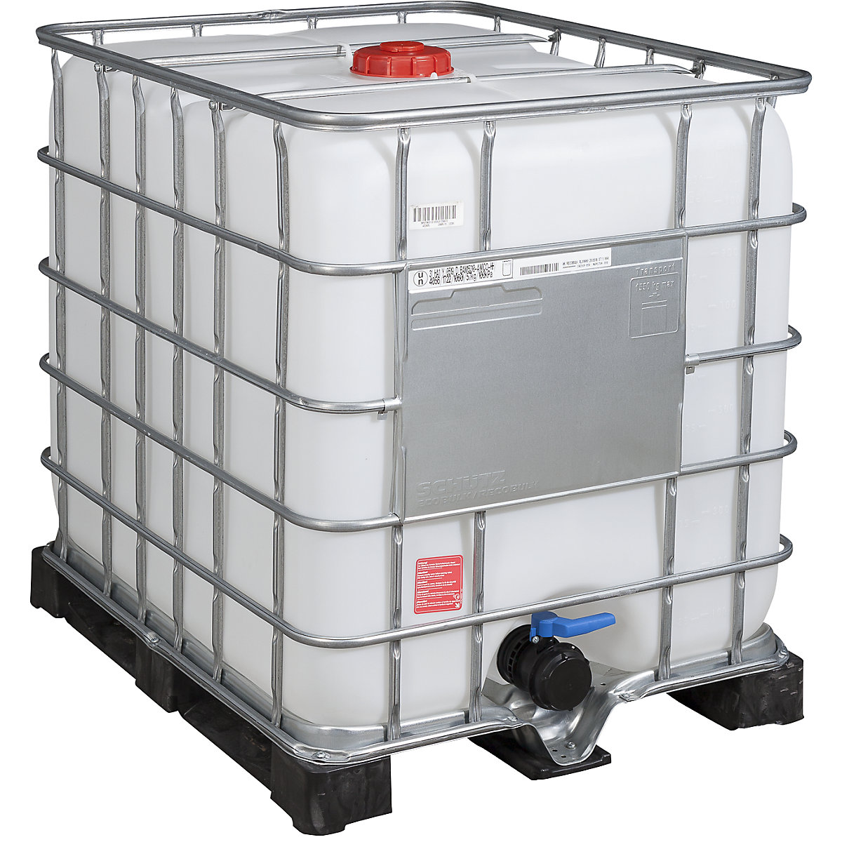 Container IBC RECOBULK, omologazione UN, capacità 1000 l, su paletta in PE, DN apertura 150 mm / DN uscita 80 mm-0