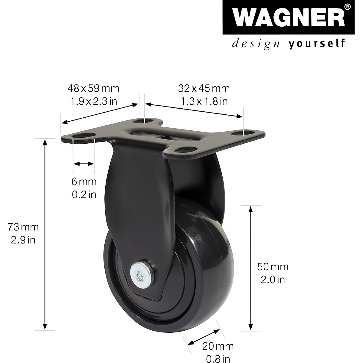 3C series furniture castor – Wagner (Product illustration 2)-1
