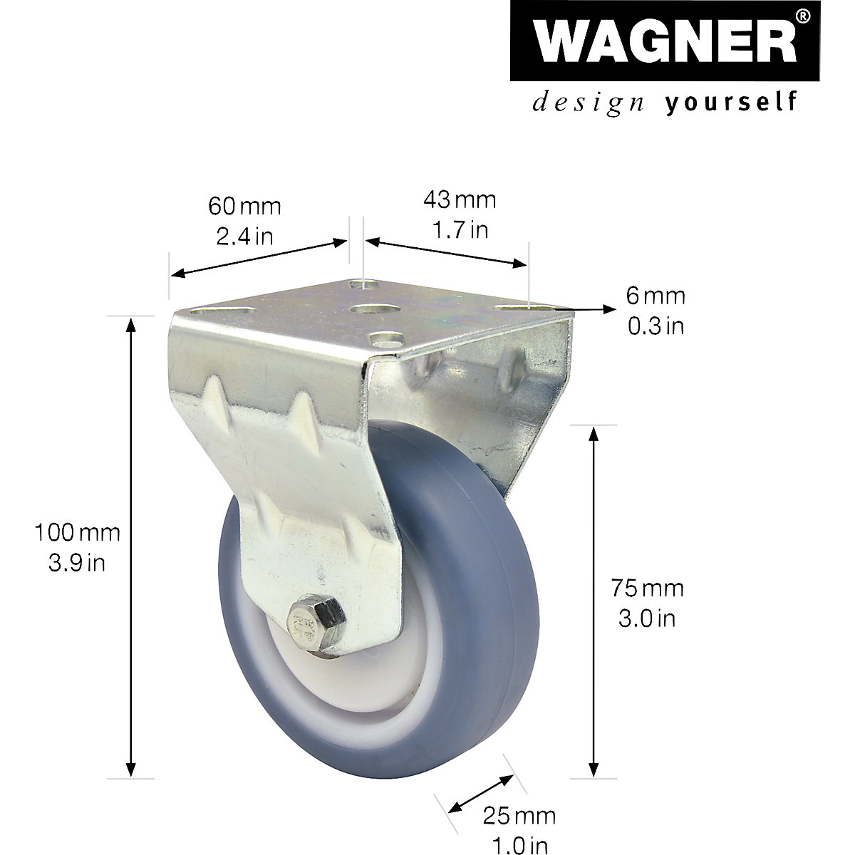 DELUXE light duty fixed castors – Wagner (Product illustration 2)-1