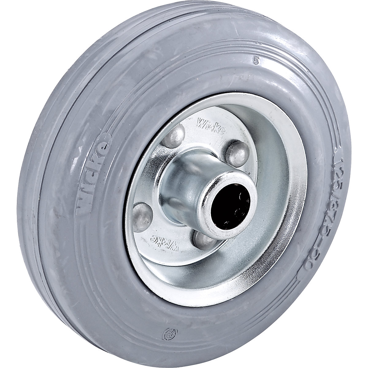 Solid rubber tyre, non-marking, on sheet steel rim – Wicke