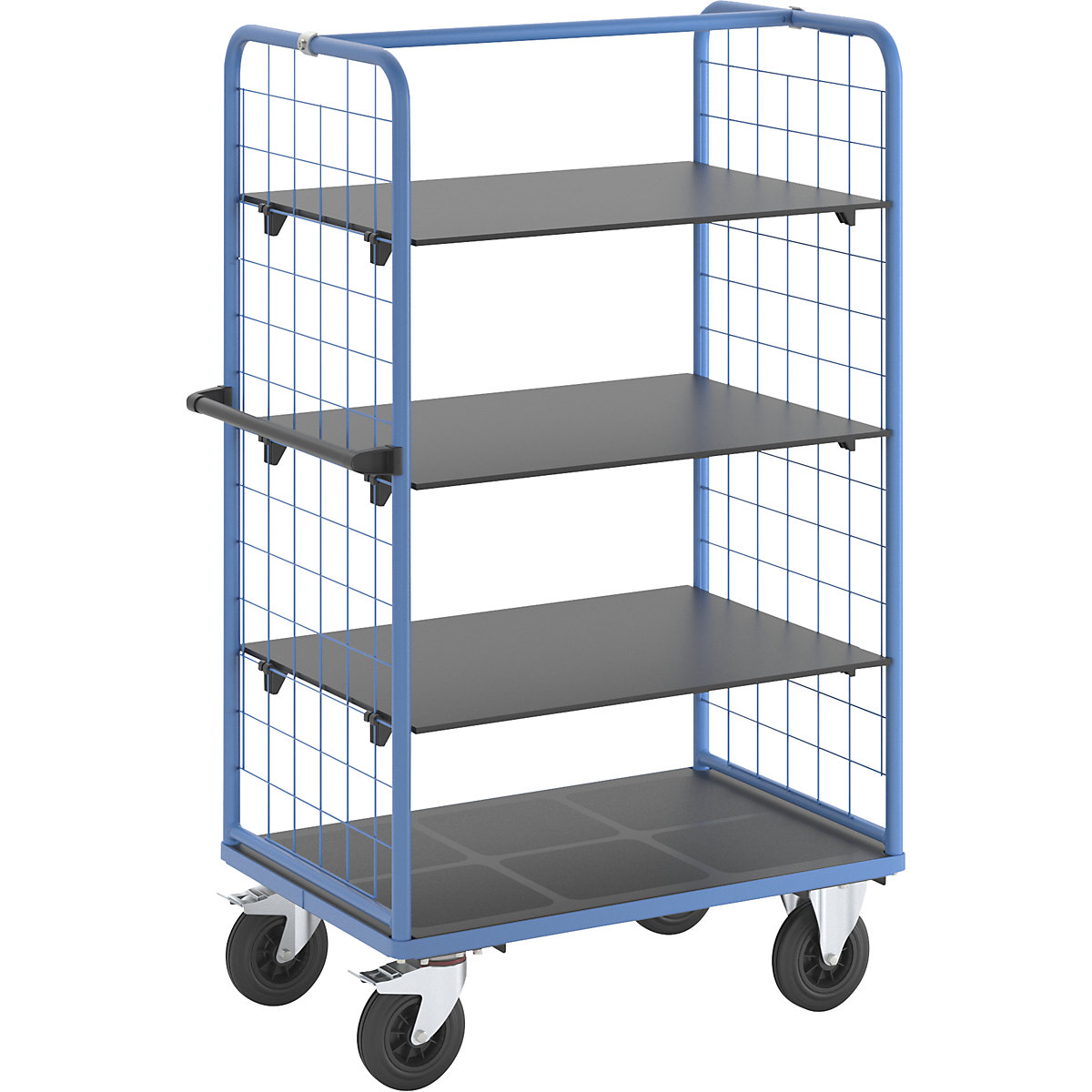 Chariot à tablettes à panneaux latéraux grillagés – eurokraft pro