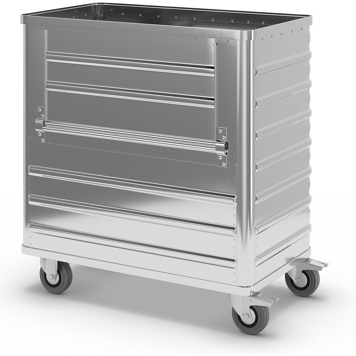 Chariot-caisse en aluminium à panneau latéral rabattable – Gmöhling (Illustration du produit 5)-4