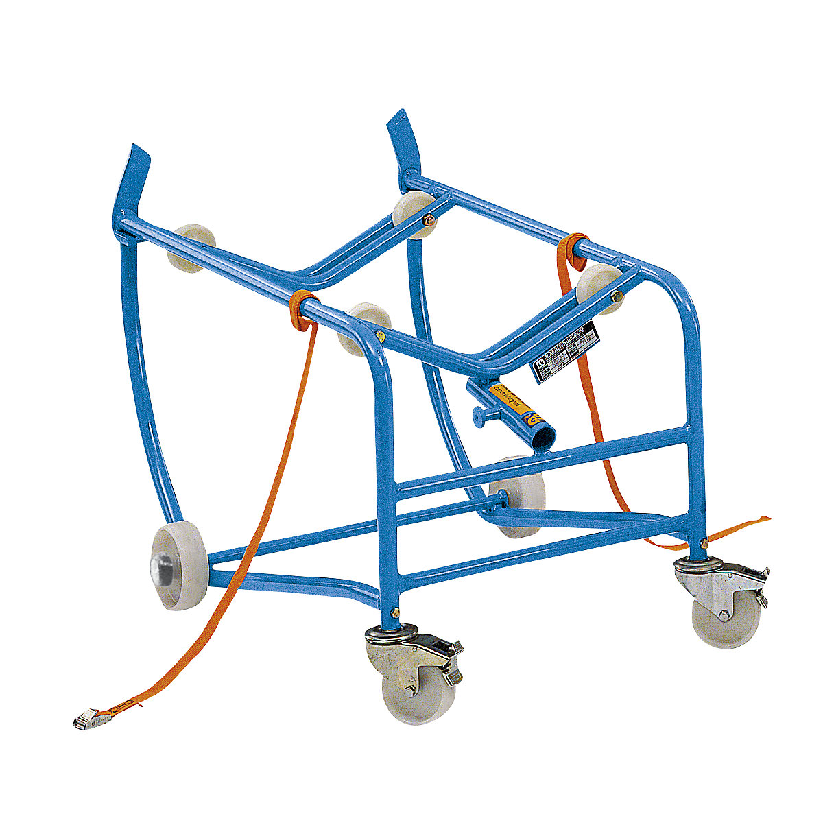 Chantier à fûts pour fût de 200 litres – eurokraft pro, équipé de 2 rouleaux métalliques, sans cuve de récupération-0