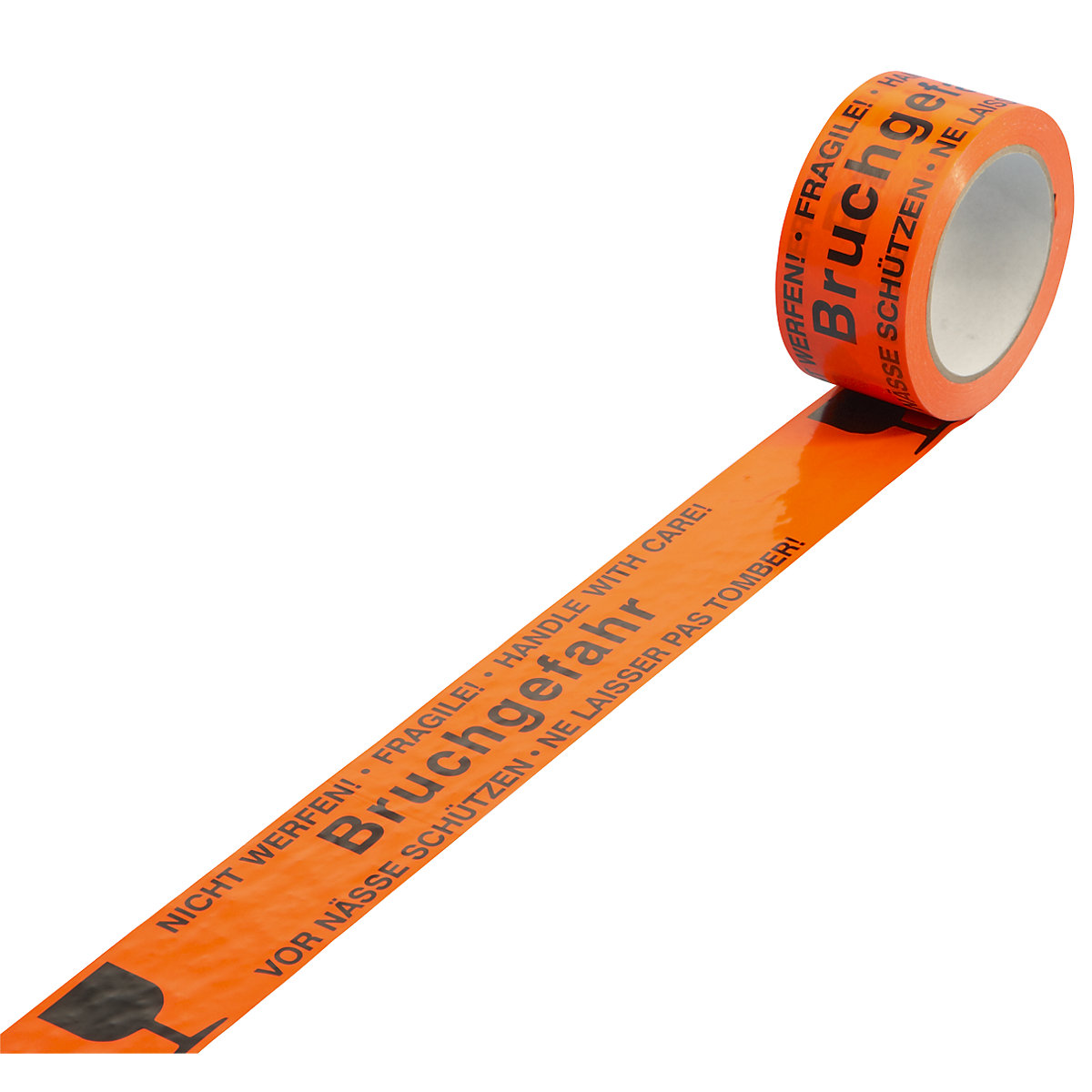 Cinta de advertencia de PVC – ratioform, impresión: ''Fragile! Handle with care!'', UE 6 rollos, anchura de cinta 50 mm-0