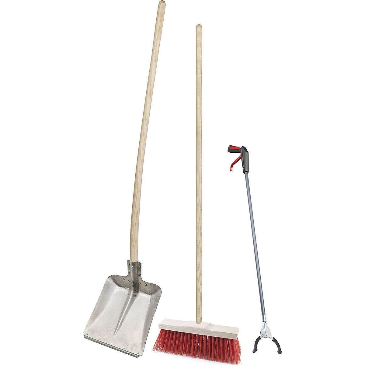 Equipment set – FLORA, litter grabber, broom, shovel, for outdoor cleaning-0