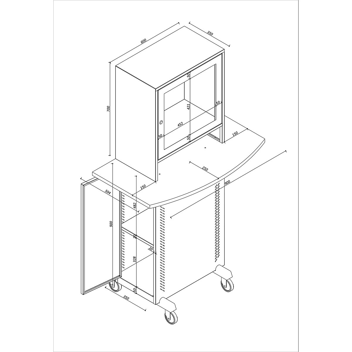 Computer cupboard – eurokraft basic (Product illustration 9)-8