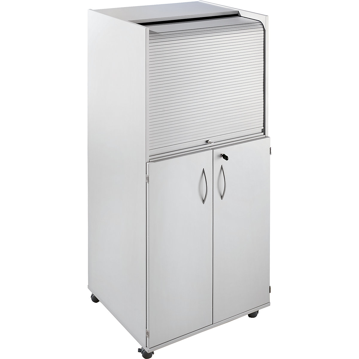 Computer cupboard with plastic roller shutter, mobile – eurokraft pro (Product illustration 2)-1