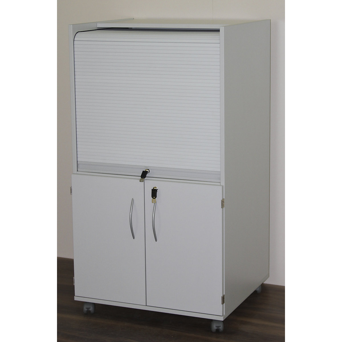 Computer cupboard with plastic roller shutter, mobile – eurokraft pro (Product illustration 4)-3