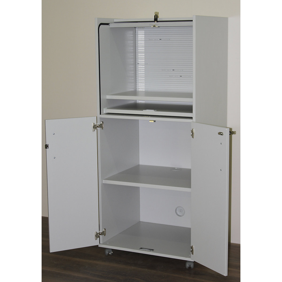 Computer cupboard with plastic roller shutter, mobile – eurokraft pro (Product illustration 5)-4
