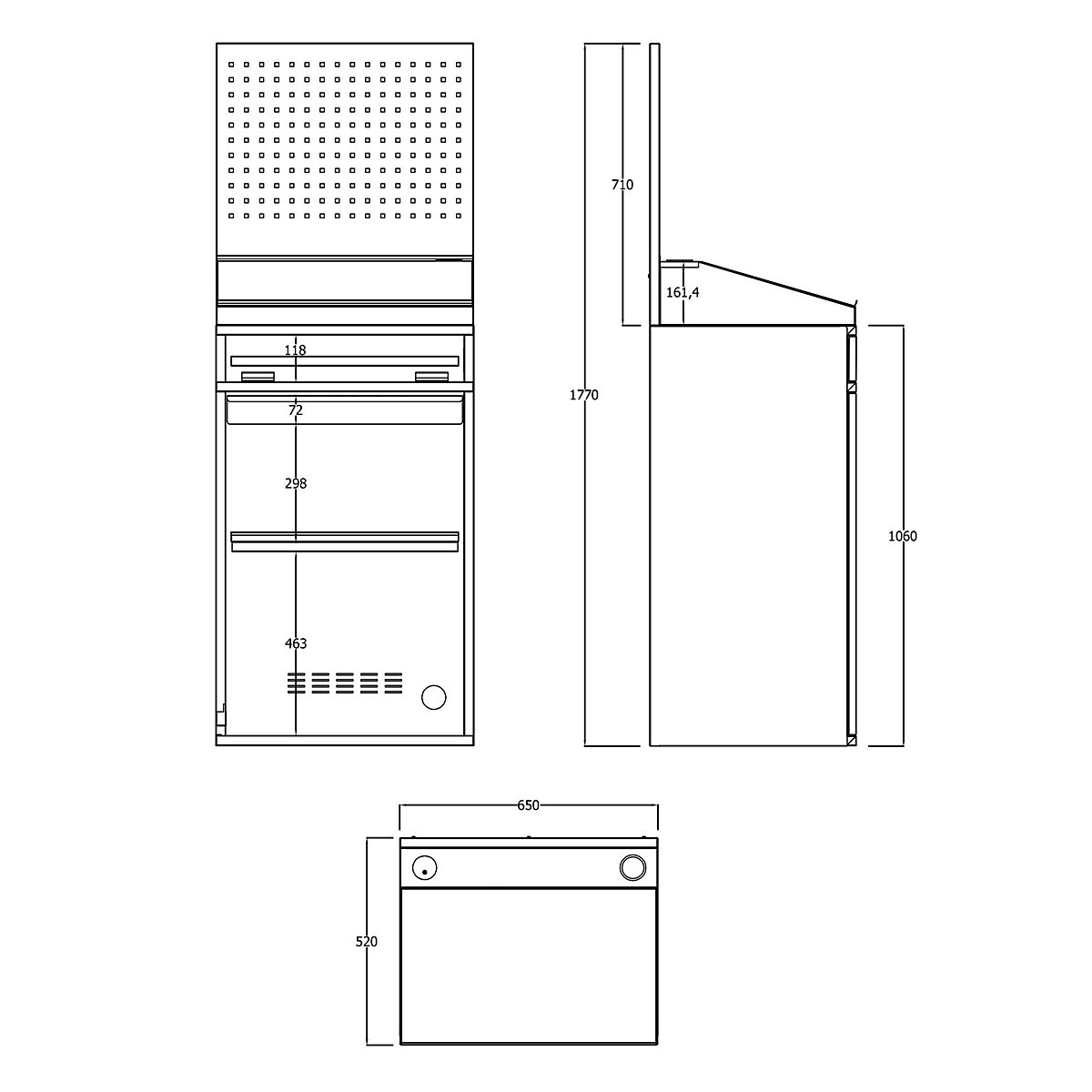 Computer workstation, sheet steel – eurokraft pro (Product illustration 5)-4